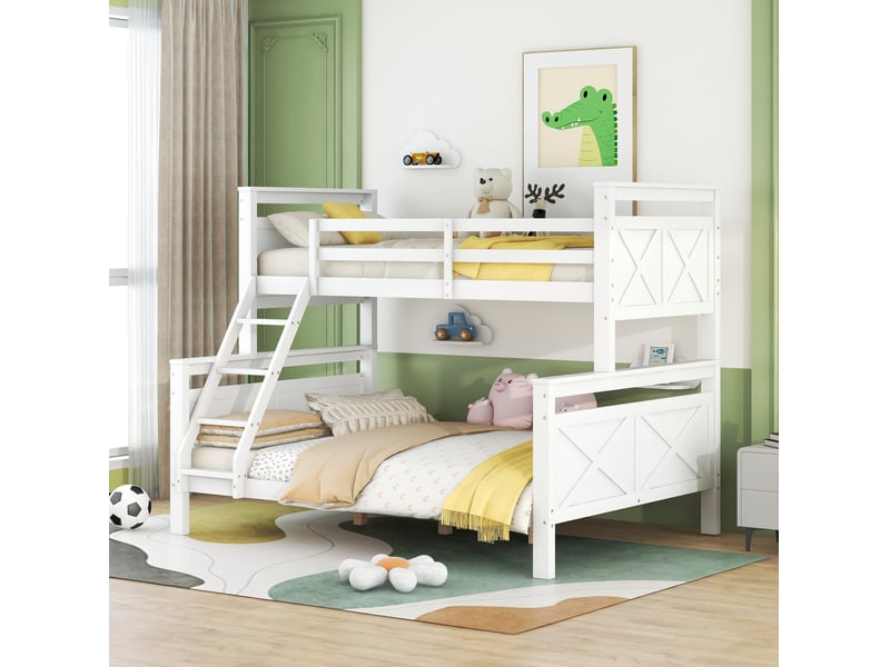  Modenvie lit superposé 90x200 et 140x200 cm - modulable en 2 lits, échelle inclinée, sans matelas - blanc  - Conforama D