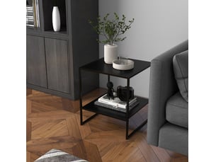 Table basse fixe avec 1 étagère ouverte, style industriel, pour salon et chambre, 40 × 40 × 45 cm, en acier, noir