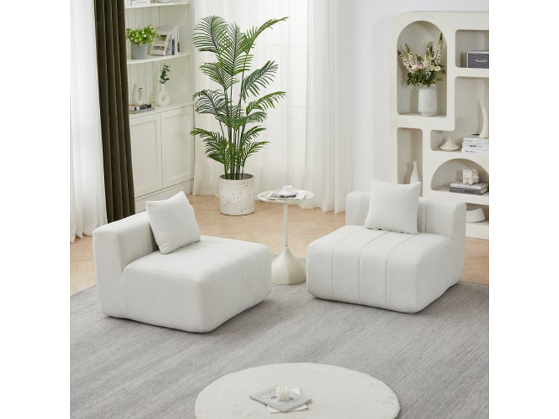 Canapé modulable en velours chenille à 2 coussins symétriques – salon, chambre, bureau et réception  - Conforama B