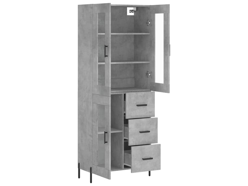 Buffet haut - bahut - meuble de rangement gris béton 69,5x34x180 cm bois d'ingénierie - Conforama D