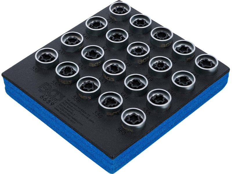  Bgs 6659 - insert de servante d'atelier 16 : jeu d’outils de réglage pour écrous de jantes pour vag - 20 pièces  - Conforama A