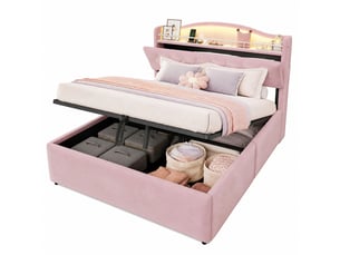 Lit coffre 140x200 cm OKWISH   coloris rose