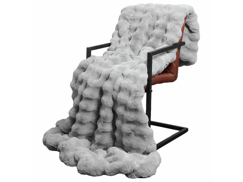  Couverture décorative, couverture antidérapante en fausse de lapin 4 pc gris shl37093  - Conforama C