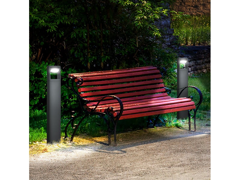 Lampadaire lanterne de jardin ip65, éclairage de chemin à led blanc chaud, angle d'inclinaison ajustable, aluminium, gris foncé, pour extérieur - Conforama B