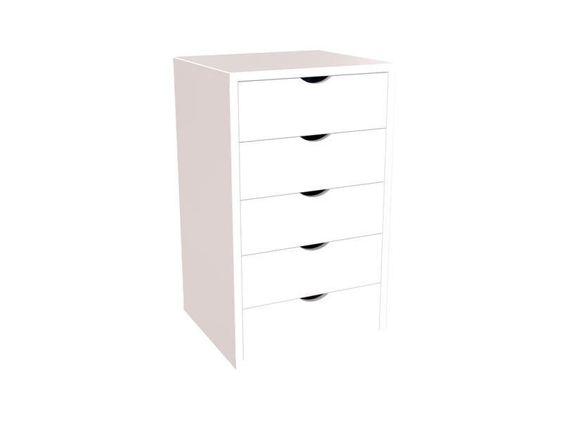  Caisson à tiroirs 5 en bois massif, blanc BLOC5T-LB - Conforama A