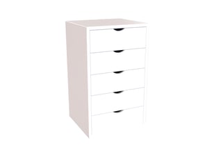 Caisson à tiroirs 5 en bois massif, blanc