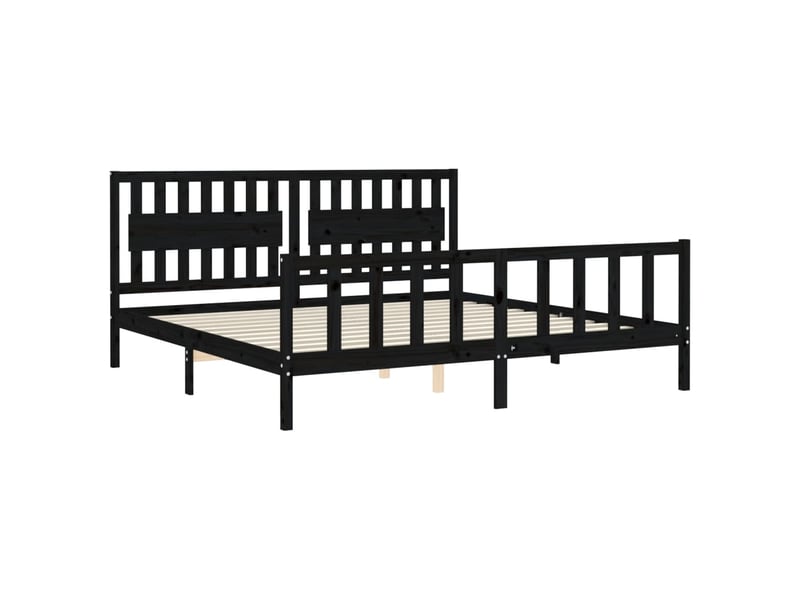  Lit double- lit adulte -  cadre de lit sans matelas noir 200x200 cm bois massif de pin  - Conforama D