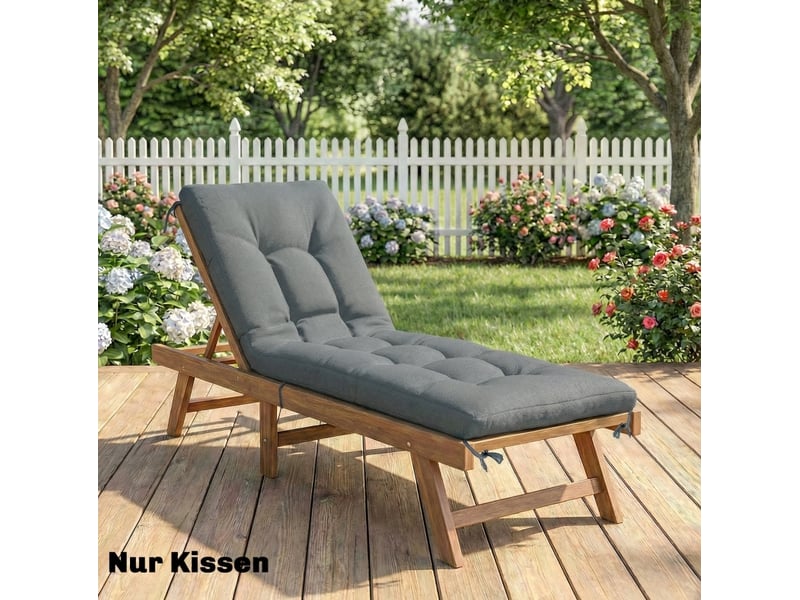  Coussin de chaise longue 198x65x13 cm avec sangles gris foncé  - Conforama C