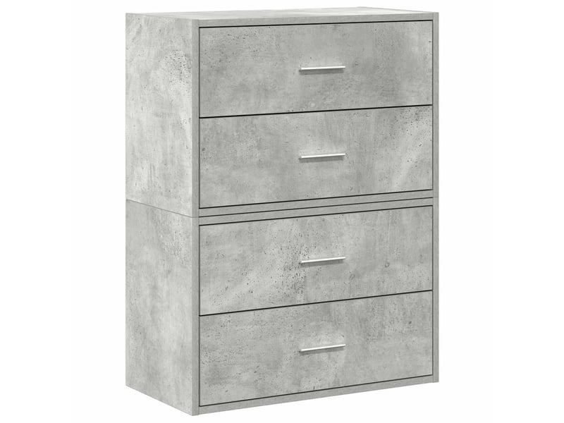  Lot de 2 armoire à tiroirs, commode avec 4 tiroirs gris béton bois d'ingénierie  - Conforama A