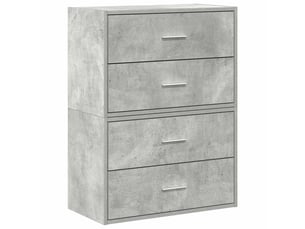 Lot de 2 armoire à tiroirs, commode avec 4 tiroirs gris béton bois d'ingénierie