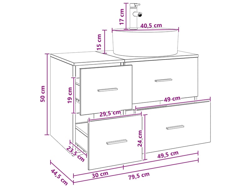  Ensemble de mobilier de salle de bain 2 pc bois ancien cf64027  - Conforama E
