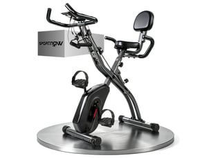 Vélo d'exercice pliable 3-en-1 avec bandes de résistance, application bluetooth, résistance magnétique à 8 niveaux, écran lcd