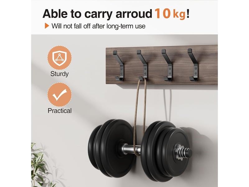  Lot de 20 patères à visser pour panneaux acoustiques, pour chambre, salon, salle de bain, patères murales pour penderie, vestes, chapeaux, métal, noir, 10 cm  - Conforama B