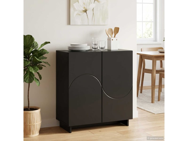 Buffet salon, buffet de rangement noir 67x34,5x75 cm bois d'ingénierie - Conforama B