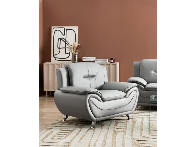 Fauteuil leira cuir pu gris - Conforama B