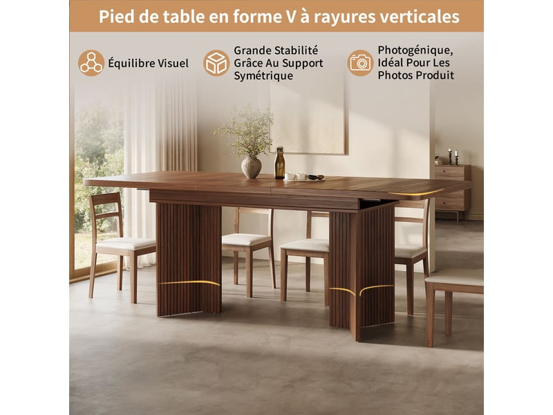  Table à manger extensible marron, rangement, gain de place, confort, solide - mdf - 120x80x76.1cm - cuisine et salle à manger  - Conforama B