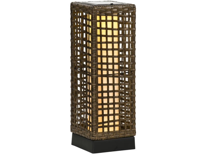  Lampe solaire led d’extérieur 15,5x15,5x46 cm avec capteur de lumière rotin sable  - Conforama A
