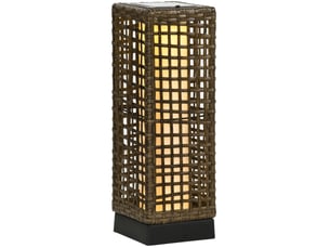 Lampe solaire led d’extérieur 15,5x15,5x46 cm avec capteur de lumière rotin sable
