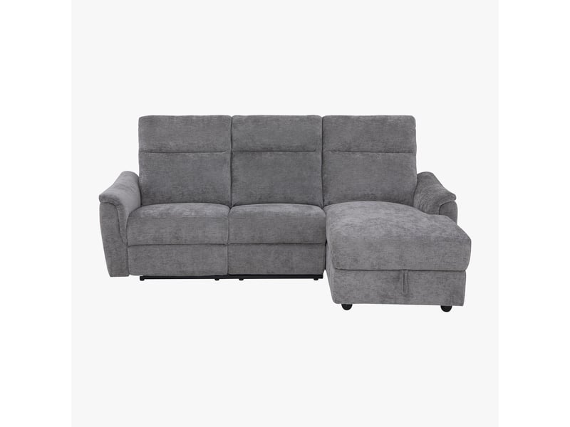 Canapé d'angle relax électrique avec coffre en tissu gris - angle  - Conforama A