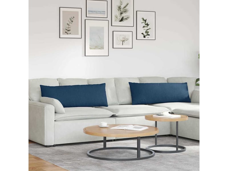  Lot de 2 coussins de canapé, coussins décoratifs tissu bleu 120 x 40 cm cf58772  - Conforama B