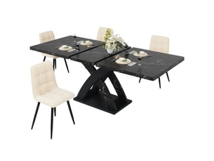 Table à manger extensible bois noir 120–160 cm, 6 personnes – cuisine et balcon, polyvalente