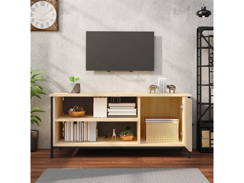  Meuble tv - banc tv - meuble de rangement chêne sonoma 100x40x45 cm bois d'ingénierie  - Conforama C