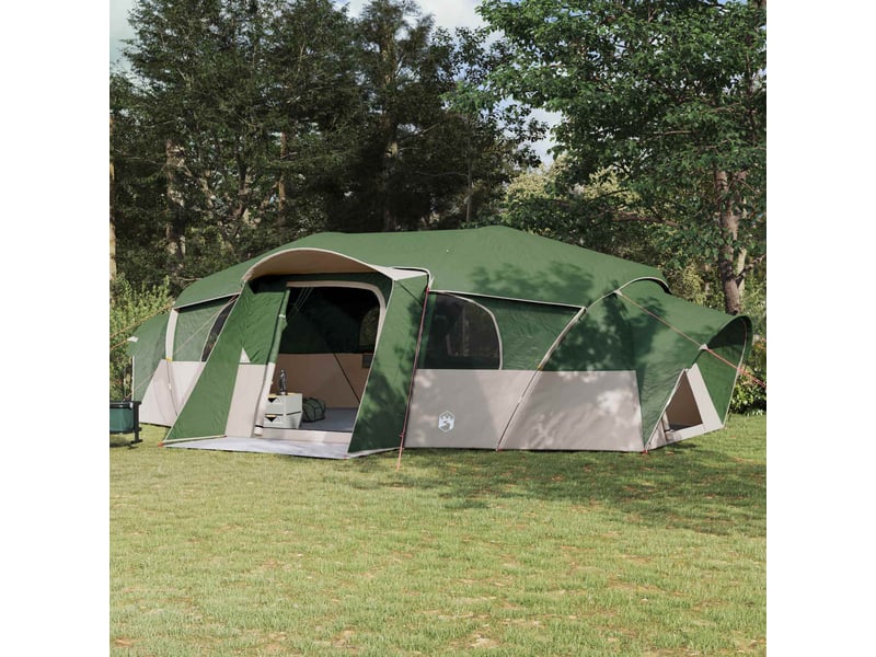  Tente de camping, tente familiale avec auvent imperméable 18 personne vert shl31377  - Conforama B