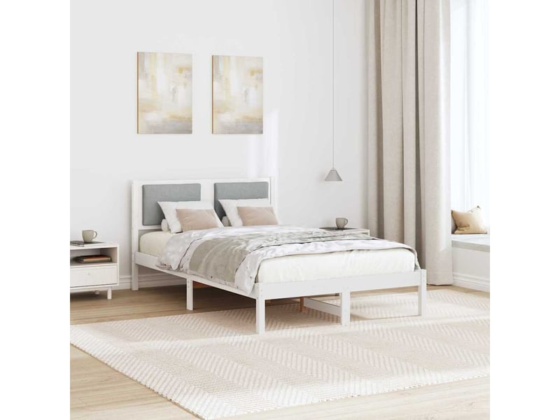  Lit double- lit adulte -  cadre de lit gris clair 120 x 190 cm pin massif  - Conforama C