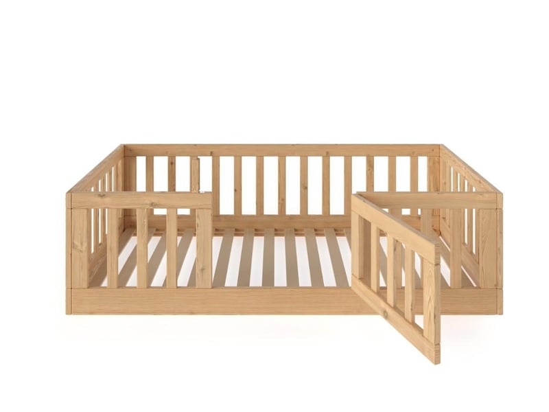  Yappycasa - lit au sol avec portillon 160x80 cm - naturel 4754010385577 - Conforama C