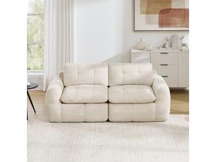 Canapé droit compressé fixe <strong></strong> <strong>Fay Lum</strong> 2 places Tissu beige