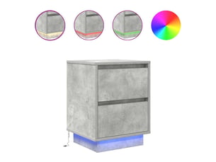 Lot de 2 tables de chevet - cabinet de chevet - table de nuit avec lumières led gris béton 38x34x50 cm