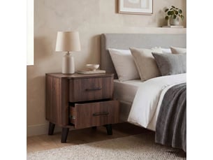 Table de chevet hwc-p42, commode de chevet, 2 tiroirs, mdf, 50 x 48 x 40 cm - aspect noyer
