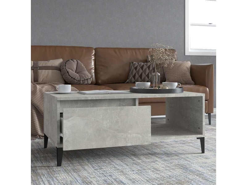  Table basse, table d'appoint, table de salon gris béton 90x50x36,5 cm bois d'ingénierie  - Conforama B