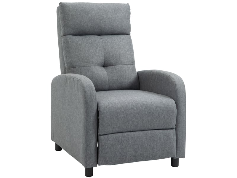  Fauteuil relax ulevr inclinable avec repose-pieds, dossier jusqu’à 155°, 67 x 87 x 98 cm, polyester aspect lin gris  - Conforama B