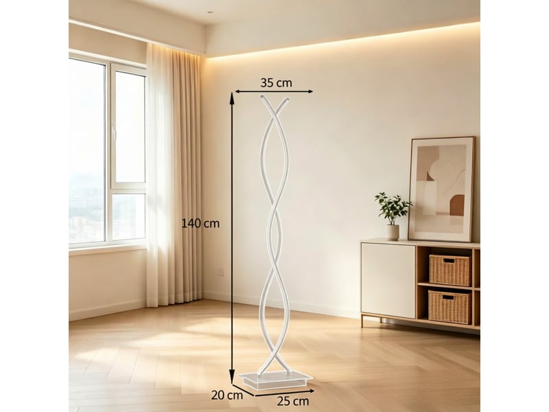 Lampadaire led design spirale double hélice 28w 1960 lm dimmable interrupteur pied noir 140 cm  - Conforama E