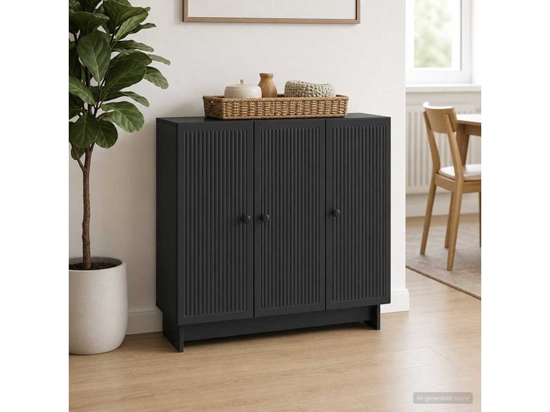  Buffet - bahut - meuble de rangement noir 89 x 34,5 x 80 cm bois d'ingénierie  - Conforama D