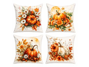 Lot de 4 housses de coussin 45x45cm, motif automnal – déco intérieure pour canapé et chambre (sans oreiller)-style 6