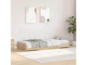 Lit adulte, lit simple, cadre de lit chêne sonoma 90x190cm bois d'ingénierie cf6293