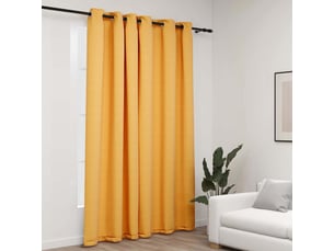 Rideau occultant, rideau black-out aspect de lin avec œillets jaune 290x245 cm cf43942