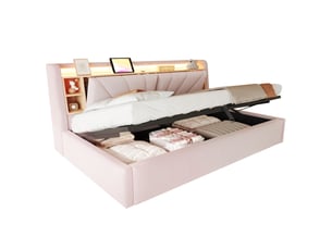 Lit coffre 90x200 cm OKWISH   coloris rose