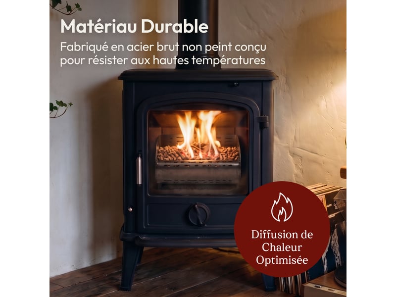  Casabel panier brûleur pellets &amp; granulés 30cm, cap. 5kg, acier brut très épais, cheminée, insert, poêle à bois  - Conforama D