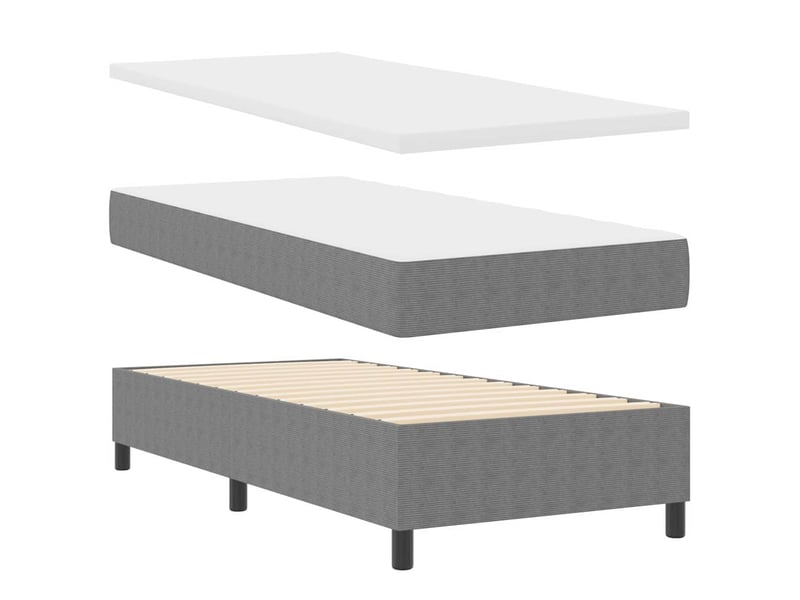  Lit simple- lit adulte -  lit à ressorts gris clair et blanc 80 x 200 cm  - Conforama D