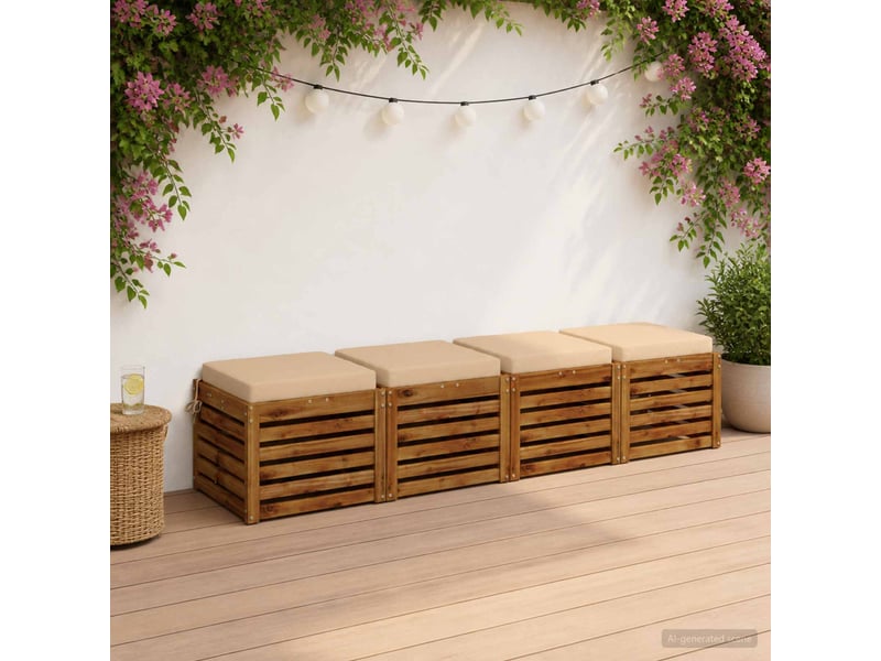 Lot de 4 coussins de siège, coussins d'assise soest 100 % polyester crème cf60393 - Conforama B