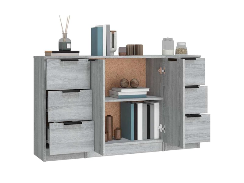  Buffets 3 pcs - bahut - meuble de rangement sonoma gris bois d'ingénierie  - Conforama E