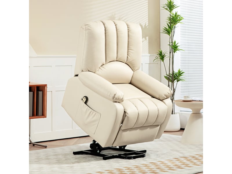  Fauteuil de relaxation, fauteuil relax inclinable électrique releveur, 86x92x102cm, beige  - Conforama C