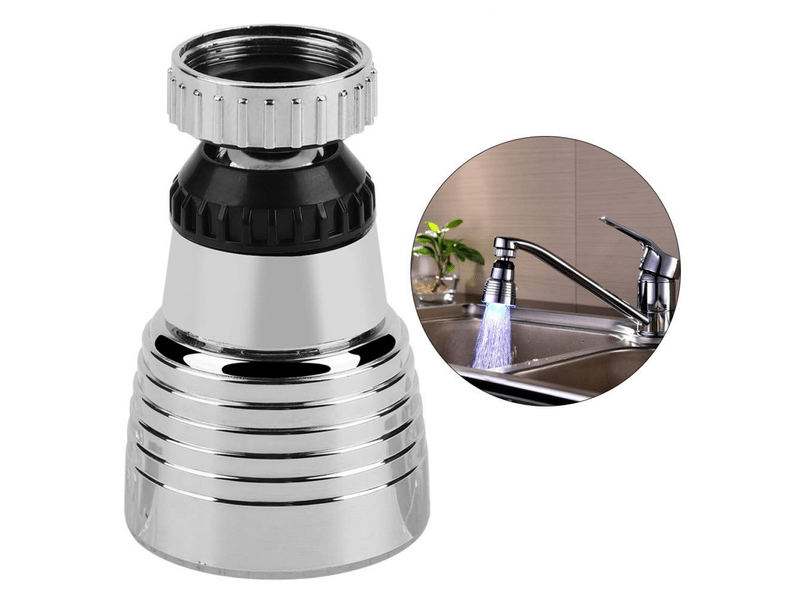 Jeu de 2 robinets rotatifs 360 degrés avec capteur de température, robinet avec lumière led 3 couleurs pour évier de cuisine, salle de bain et douche. - Conforama D