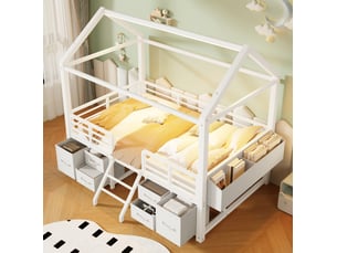 Lit mezzanine 90x200 cm <strong>MODFU</strong>  <strong></strong> coloris blanc