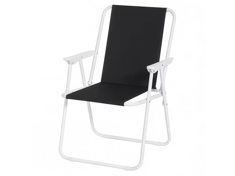  Chaise de camping pliable,58x53x76 cm,avec accoudoirs,tissu oxford,noir  - Conforama A