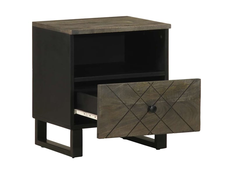  Table de chevet - cabinet de chevet - table de nuit noir 40x33x46 cm bois de manguier solide  - Conforama A