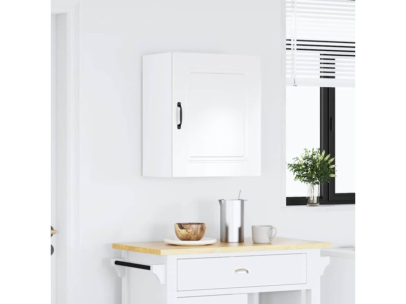 Meuble haut de cuisine kalmar en bois d'ingénierie blanc brillant - Conforama B